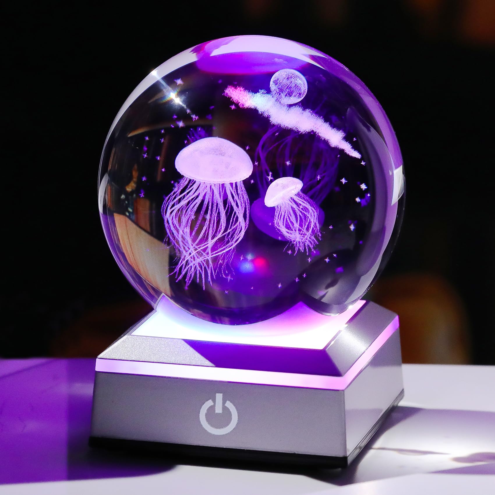 Amazon.com: 3D Engraved Jellyfish Crystal Ball 3.15'' with LED